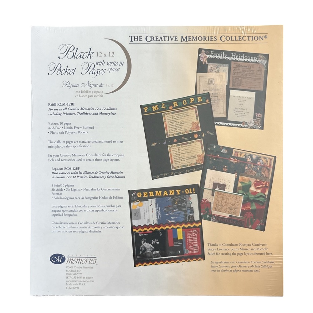BLACK POCKET PAGES Creative Memories Scrapbook Pages Original 12x12 NEW NWT